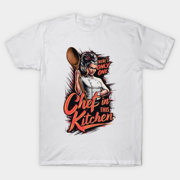 One chef in this kitchen T-Shirt by BishBashBosh